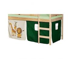 IDIMEX Vorhang Gardine Bettvorhang DSCHUNGEL zu Hochbett Rutschbett Spielbett in grün/beige mit Tiermotive