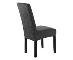 SCHEFFLER-Home Jara Stuhlhussen 2 Stück, Stretch-Hussen Stuhl-Bezug bi-elastische Schutz-Husse, Moderne Abdeckung mit Gummiband, Spannbezug - Anthrazit