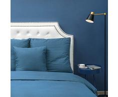 HOMFY Mikrofaser Bettwäsche, EIN Bettbezug 200x200cm im Set mit 2 Kissenbezüge 80x80cm in Tollen Reinen Farben, elegant mit Hotelcharakter (Navy blau, 200x200cm)