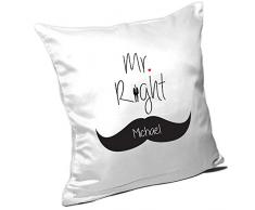 Kissen mit Namen Michael und schönem Mr. Right-Motiv zum Valentinstag - Namenskissen - Kuschelkissen - Schmusekissen