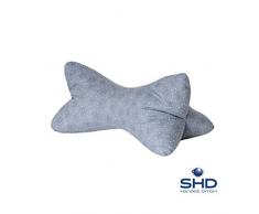 SHD Leseknochen Lesekissen Buch Ebook Nackenkissen Grau mit Punkten 40cm waschbar