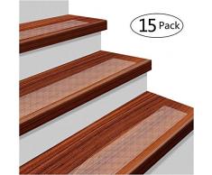 15 x Antirutschstreifen Treppe Set Anti Rutsch Selbstklebende Stufenmatten Transparent Rutsch Streifen als Rutschschutz Treppenstufen Matten (Transparent)