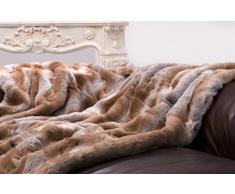 Wohnen & Accessoires Große Felldecke, Tagesdecke, Webpelzdecke Fuchs Hellbraun 220x240cm