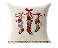 FeiliandaJJ Pillowcase Christmas, kissenhülle Kopfkissenbezug Weihnachten Dekoration Kissenbezug Beige Baumwolle Super weich Sofakissen für Wohnzimmer Sofa Bed Home,45x45cm (D)