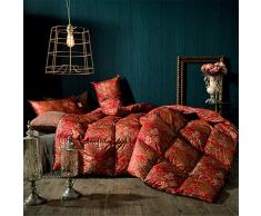 LMXJB Überlegenes Produkt Rote Hochzeit Bettdecke Füllung 95% Weiße Gänsedaunen Königin Winter Dick Nähen Gesteppt Steppdecke Werfen Jacquard Satin Baumwolle Anti Allergisch,King/220X240cm