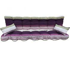 Adlatus-Kühnemuth Polsterauflage Hollywoodschaukelauflage Modell 928 wunderschönes Modell in Streifenausführung in violett/beere/hellgrau (180 x 50 cm Hollywoodschaukelauflage)