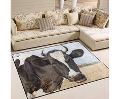 Trista Bauer Niedlicher Kuh-Teppich, Rutschfester Teppich-Bodentürmatte 36x24 Zoll