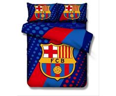 Zller2587 Baumwolle Fußballverein FC Barcelona, FC Chelsea Schlafzimmer Bettbezug, Kissenbezug, Bettlaken/Matratzenbezug Bettwäsche 3-teiliges Set Blatt 205x225 Abdeckung155x205 Barcelona
