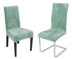 BEAUTEX Maya Samt Mirofaser Stuhlhusse, elastische Stretch Husse Bi-Elastic, Farbe wählbar, Petrol