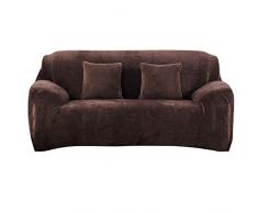 Souarts Sofabezug elastische Stretch Sofaüberwurf Sofa Couch Sessel Husse Bezug Decke Sofabezüge 1/2/3/4 Sitzer (3 Sitzer, Kaffee-Plüsch)