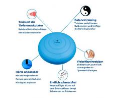 Ergotopia® Balance Kissen Beugt Rückenschmerzen vor, löst Verspannungen/Ergonomisches Ballsitzkissen inklusive Luftpumpe (Blau, 33cm)