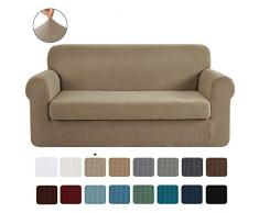 CHUN YI 2-Stück Jacquard Sofaüberwurf, Sofaüberzug, Sofahusse, Sofabezug für Sofa, Couch, Sessel, mehrere Farben (2-Sitzer, Sand)