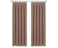 PONY DANCE Vorhang Verdunkelung Kräuselband - 2er Set H 220 x B 140 cm Verdunkelungsgardine Schlafzimmer Vorhänge Blickdicht Thermo Gardinen Wärmeisolierend, Cappuccino