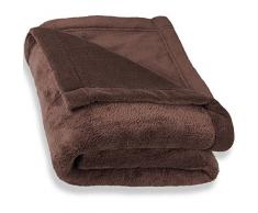 CelinaTex Montreal Kuscheldecke XXL 220 x 240 cm dunkel braun Coral Fleece Wohndecke Mikrofaser Tagesdecke Sofadecke