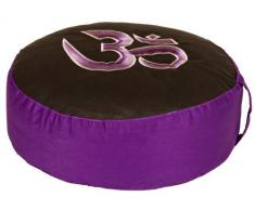 Meditationskissen Glückssitz Rondo mit Om Stick violett/schwarz, 33 cm x 17 cm, Bezug und Inlett 100 % Baumwolle, Füllung Buchweizenschalen, Bezug und Inlett maschinenwaschbar bis 30º C
