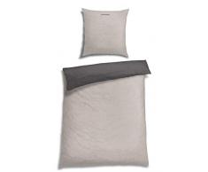 Schiesser Feinbiber Wendebettwäsche Doubleface, 100% Baumwolle, Farbe:Silber, Größe:155 cm x 220 cm