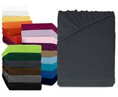 npluseins klassisches Jersey Spannbetttuch - erhältlich in 34 modernen Farben und 6 verschiedenen Größen - 100% Baumwolle, 200 x 220 cm, anthrazit