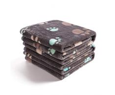 1 Pack 3 Decken Super Weich Fluffy Premium Fleece Haustier Decke Flanell Wurf für Hund Welpen Katze Grau Pfote,Large (104 * 78cm)