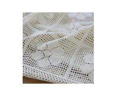 HGblossom Pastoral Blumen Häkeldecke Hochzeit Tischdeko Baumwolle Rechteckhohl Karierte Tischdecke, Beige, 100 * 140 cm