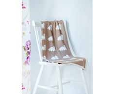 EMI&SAM STRICKDECKE Kuscheldecke Schlaf Schmusedecke Kinder Baby Decke (80x90cm) Motiv (Dino 10 - Braun/Weiß)