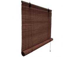 Victoria M. Bambusrollo Blickdicht 60 x 160 cm, Hochwertiges Fenster-Rollo Bambus für Innen, Praktisches Sonnenschutz und Sichtschutz Rollo Seitenzugrollo für Fenster und Türen in Dunkelbraun