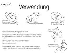 Amilian Kissenbezug für Schwangerschaftskissen Lagerungskissen Relaxkissen Feder Grau TYP A