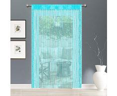 AIZESI 2 Stück Türvorhang Fadenvorhang Gardinen FadenGardine Fadenstore Vorhänge Vorhang Fenstervorhang 90x200cm Wohnzimmer(Tiffany-Blau)