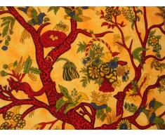 Tagesdecke, Design Baum des Lebens, King Size, Violett/Grün/Blau/Weiß/Rot/Orange orange