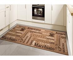 Special Carpets Teppich Küche Gel Läufer Küchenläufer in beige mit Schriftzug Coffee Macchiato Größe 67x180 cm