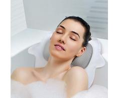 YISUN Badewannenkissen, Badekissen Wannenkissen Badewanne mit Saugnäpfen Home SPA Kopfstütze für Nackenkissen Whirlpool 5D Air Mesh Ergonomische Bade-Kissen (weiß)