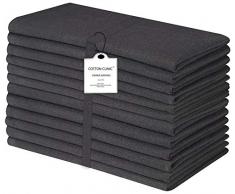 Baumwolle-Klinik 50x50 cm 12er-Set Stoffservietten, Weich Gemütlich Maschinenwaschbar 100% Baumwolle Servietten Schwarz