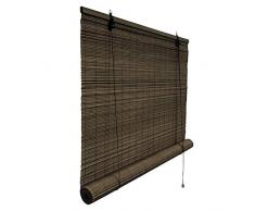 Victoria M. Klemmfix Bambusrollo 80 x 160 cm in Dunkelbraun, Sichtschutz Rollo ohne Bohren für Fenster und Türen