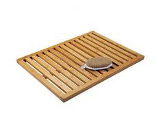 mDesign rutschfeste Bambusmatte für den Innen- und Außenbereich – rechteckiger Badvorleger aus Bambus im Lattendesign – umweltfreundliches und modernes Badzubehör für die Badewanne oder Dusche – braun