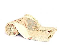 1001 Wohntraum YW1113F Quilt G Rosen Rüschen, 230 x 250 cm, Plaid Tagesdecke, Patchwork Landhaus Shabby Decke
