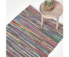 Homescapes Chindi Flickenteppich 60 x 90 cm aus 100% Recycelter Baumwolle - Fleckerlteppich Bunt