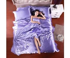 Perrkld Bettwäsche-Set für den Sommer, einfarbig, Eisseide, 4-teilig, Tencel-Bettbezug aus Seide, Farbe: -05, Twin