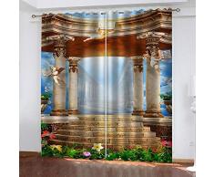 Verdunklungsgardine Engel der Kirche 3D schalldämmend Ösenvorhang Gardine Blickdicht Thermo Gardinen für Schlafzimmer & Kinderzimmer für Sichtschutz - B167xL229cm x2 Paneele