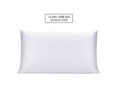 OLESILK 100% Seide Kissenbezug Kissenhülle Haar- und Hautpflege mit Reißverschluss 16 Momme 1 Stück Weiß 40×80cm
