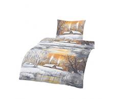 Träumschön Biber Bettwäsche 135x200 2tlg | Kuschelige Bettwäsche Schneelandschaft | Bettwäsche aus 100% Baumwolle | Ideal für den Winter geeignet