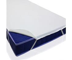 sinnlein wasserdichte Molton BETTEINLAGE 11 GRÖßEN WÄHLBAR MATRATZENAUFLAGE MATRATZENSCHONER INKONTINENZ 100% Baumwolle (200x220cm)