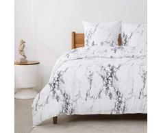 Bedsure Bettwäsche 135x200 cm weiße Bettbezug Set mit Marmor Muster, 2 teilig microfaser Bettwäsche warme& atmungsaktive Bettbezüge mit Reißverschluss und 1 mal 80x80cm Kissenbezug