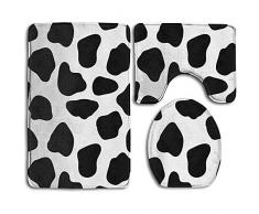 If Not Kuhteppich-Sets Badeteppiche rutschfeste Badeteppiche Dusche Toilette Badematte 3-teiliges Set Teppich