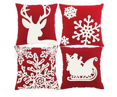 Yastouay 4er Set Kissenbezug Kissen Zierkissenbezug Sofakissen Hirsch-Motiv Wurfkissen Dekoration für Sofa Couch Büro Weihnachten 45 x 45 cm