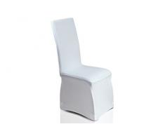MODERNO elastische Stretch Stuhlhusse Hussen Hochzeit Feier Universal Bankett-Stuhlhusse lang Mila Hussen in Weiss