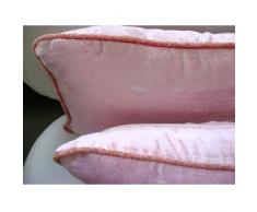 Soft Pink Shimmer - 40 x 40 cm Ein rosafarbiger Samt Kissenbezug mit handfertigtem Perlenrand