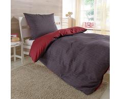 G BETTWARENSHOP Biber Bettwäsche Eternity Combo Rubin 1 Bettbezug 135x200 cm + 1 Kissenbezug 80x80 cm
