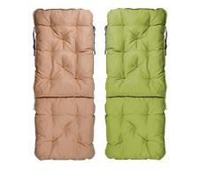 Meerweh Hochlehner Kissen, Polsterauflage Auflagen-Set, Grün/Beige, 120 x 50 x 8 cm