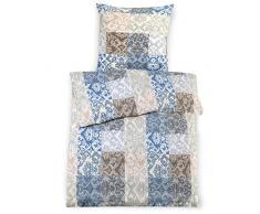 Beautissu 2tlg. Biber Bettwäsche Set 135x200 cm Gloria mit Kissenbezug 80x80 cm - Kissen- und Bettbezug mit Reißverschluss - 100% Baumwolle bügelfrei