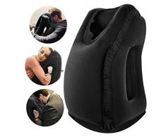VinMas Reisekissen Schlafhilfe, Premium-Komfortable Aufblasbare Tragbare Kopfnackenstütze Kissen, Design für Flugzeuge, Autos, Busse, Züge, Büro Nickerchen, Outdoor Camping - Schwarz