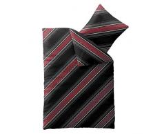 aqua-textil Concept Bettwäsche 155 x 220 cm Mikrofaser Bettbezug Mirena Streifen Schwarz Rot Grau